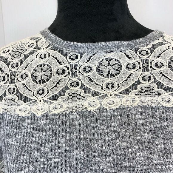 Rewind grey long sleeve top with cream lace detail, size x small - Picture 2 of 12